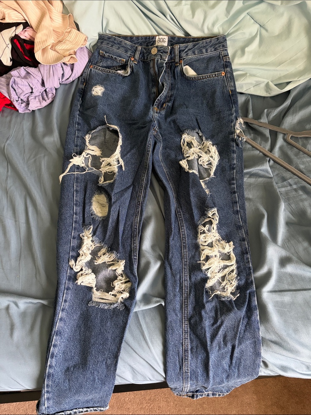 BDG Dark Indigo Heavily Distressed Boyfriend Jeans